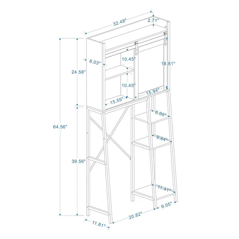 Meuble de rangement pour toilettes avec porte coulissante de style grange