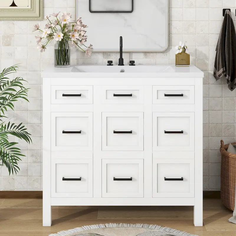 Meuble-lavabo avec vasque intégrée en résine