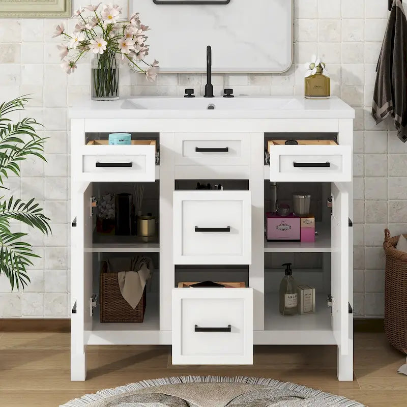 Meuble-lavabo avec vasque intégrée en résine