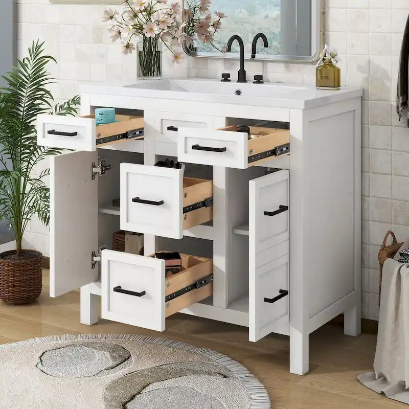 Meuble-lavabo avec vasque intégrée en résine