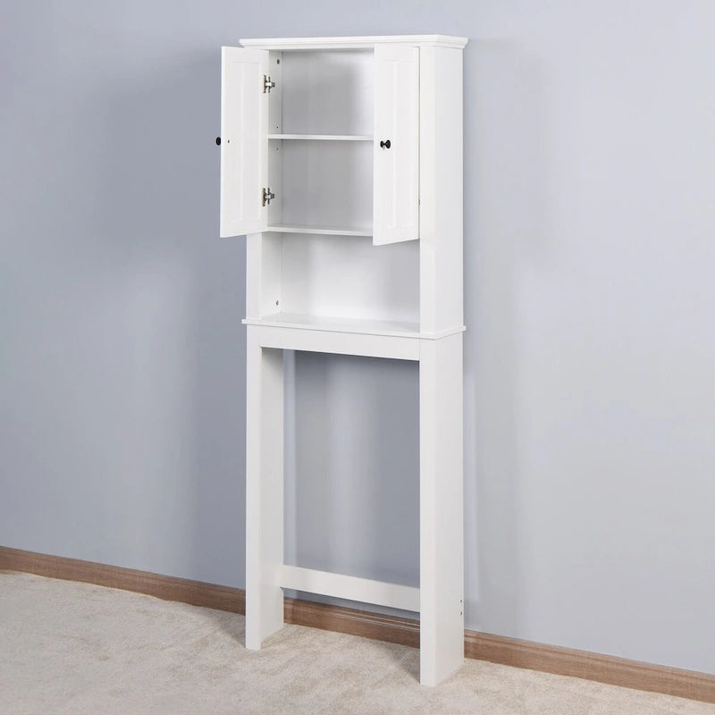 Meuble de rangement de salle de bain en bois au-dessus des toilettes avec étagère réglable