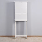 Meuble de rangement de salle de bain en bois au-dessus des toilettes avec étagère réglable