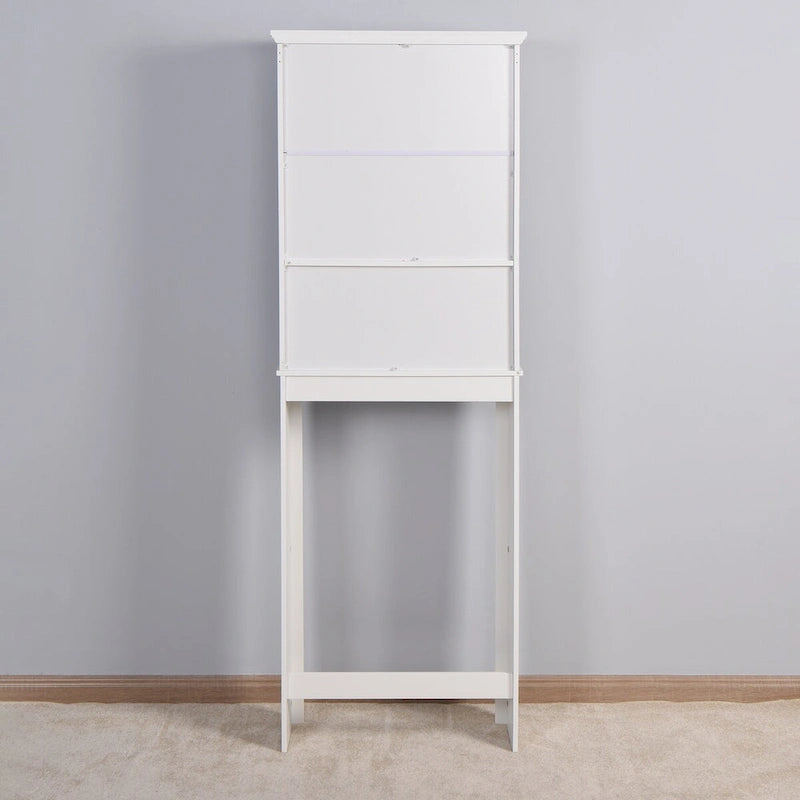 Meuble de rangement de salle de bain en bois au-dessus des toilettes avec étagère réglable