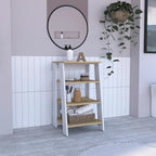 Armoire à linge Colyn, quatre étagères, verticale, chêne clair / blancHaute qualité et durable
