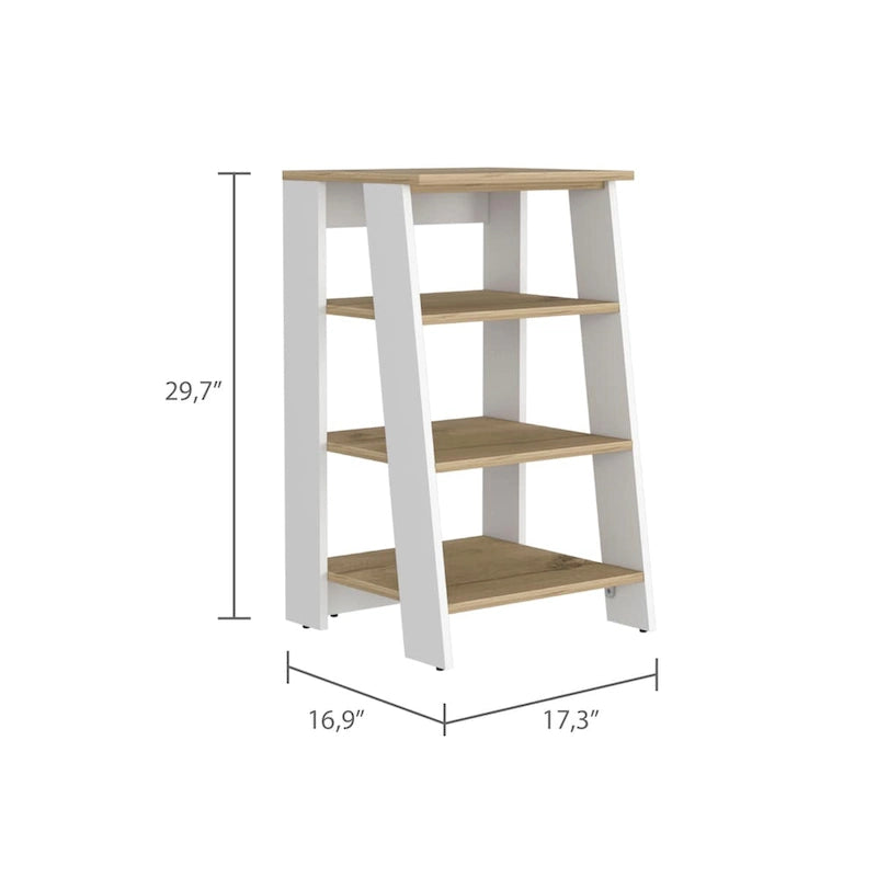 Armoire à linge Colyn, quatre étagères, verticale, chêne clair / blancHaute qualité et durable
