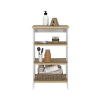 Armoire à linge Colyn, quatre étagères, verticale, chêne clair / blancHaute qualité et durable