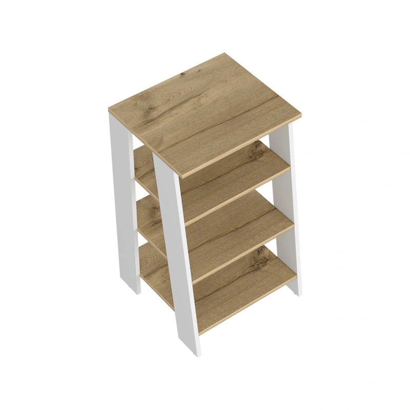 Armoire à linge Colyn, quatre étagères, verticale, chêne clair / blancHaute qualité et durable