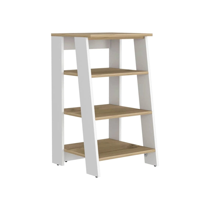 Armoire à linge Colyn, quatre étagères, verticale, chêne clair / blancHaute qualité et durable