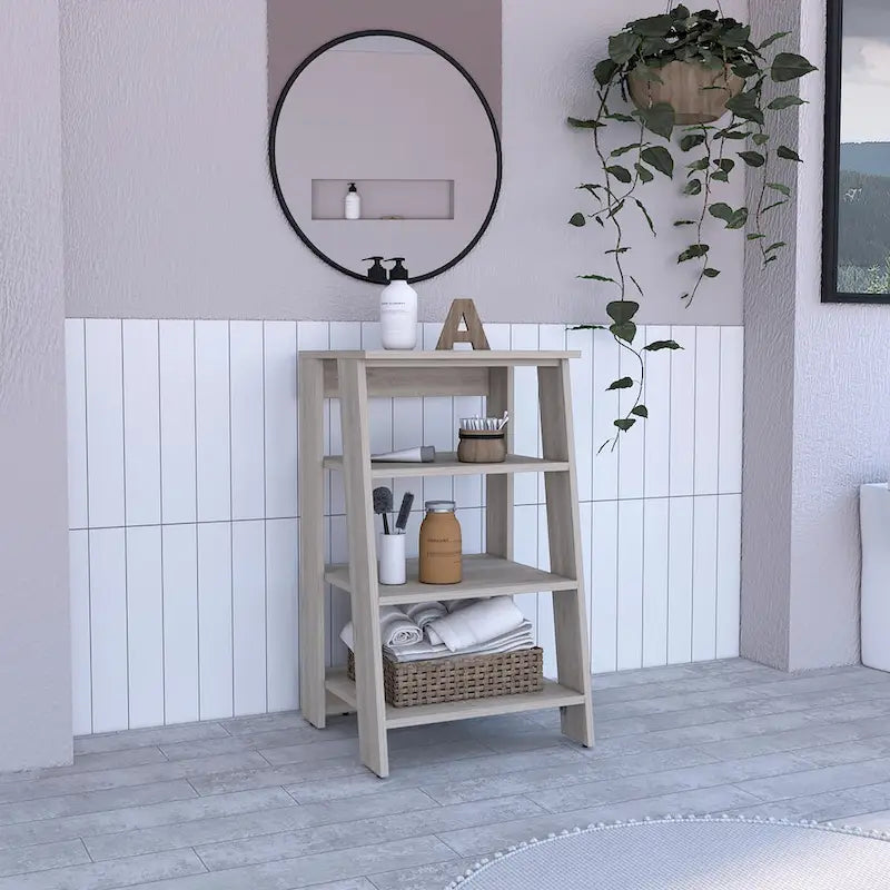 Armoire à linge Colyn, quatre étagères, verticale, chêne clair / blancHaute qualité et durable