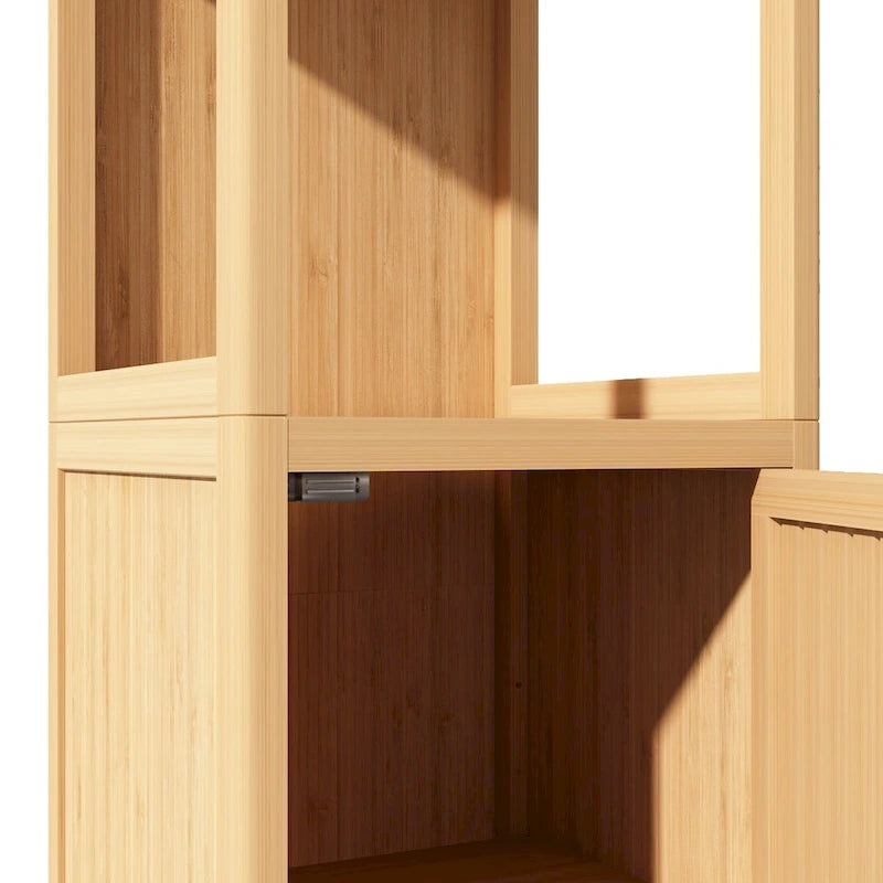 Meuble de rangement haut de salle de bain en bambou naturel