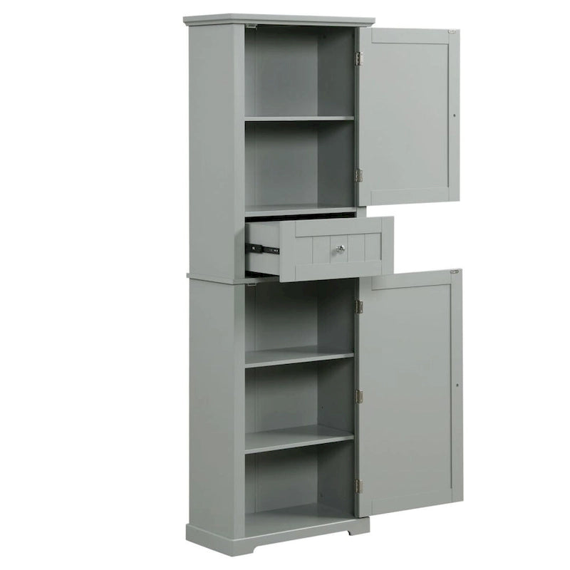 Meuble de Rangement Haut pour Salle de Bain, Meuble de Rangement Autonome avec Tiroir et Étagère Réglable, en Panneau MDF avec Finition Peinte