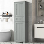 Meuble de Rangement Haut pour Salle de Bain, Meuble de Rangement Autonome avec Tiroir et Étagère Réglable, en Panneau MDF avec Finition Peinte