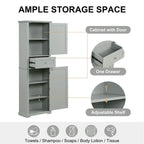Meuble de Rangement Haut pour Salle de Bain, Meuble de Rangement Autonome avec Tiroir et Étagère Réglable, en Panneau MDF avec Finition Peinte