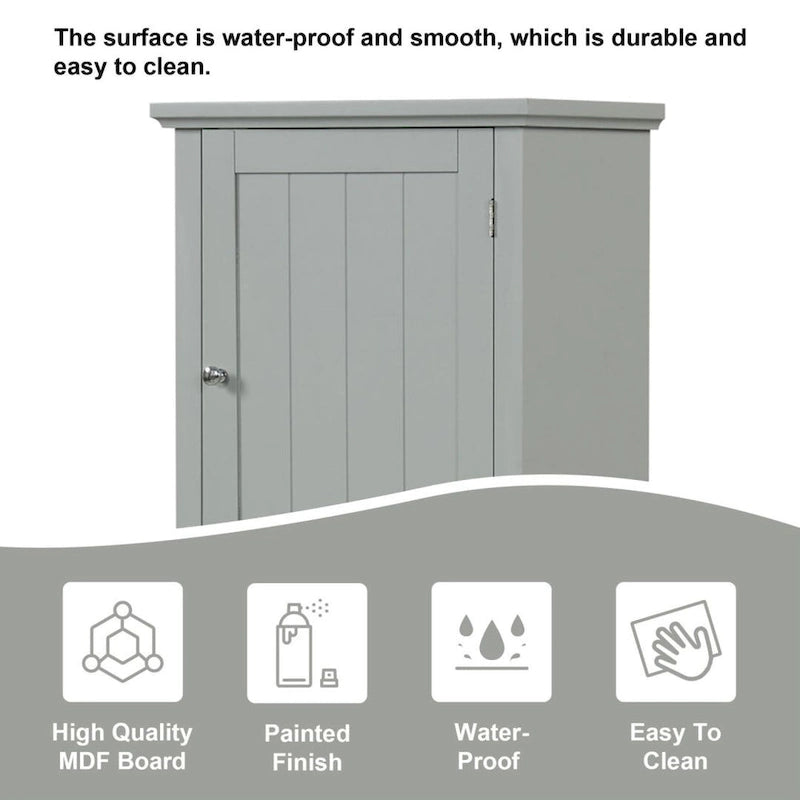 Meuble de Rangement Haut pour Salle de Bain, Meuble de Rangement Autonome avec Tiroir et Étagère Réglable, en Panneau MDF avec Finition Peinte