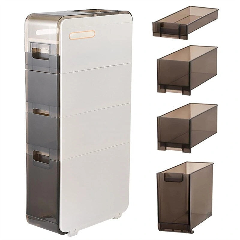 Bathroom Floor Cabinet 4-Tiers Free Standing Toilet Paper Holder - 16.14D x 6.9W x 37.91H