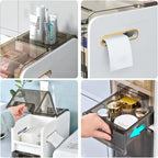 Meuble de Rangement Salle de Bain 4 Niveaux Autoportant Porte-Papier Toilette - 16,14P x 6,9L x 37,91H