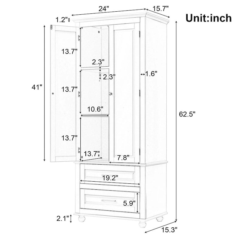 Meuble de rangement haut avec deux tiroirs pour salle de bain/bureau, gris