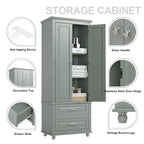 Meuble de rangement haut avec deux tiroirs pour salle de bain/bureau, gris