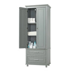 Meuble de rangement haut avec deux tiroirs pour salle de bain/bureau, gris