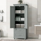 Meuble de rangement haut avec deux tiroirs pour salle de bain/bureau, gris