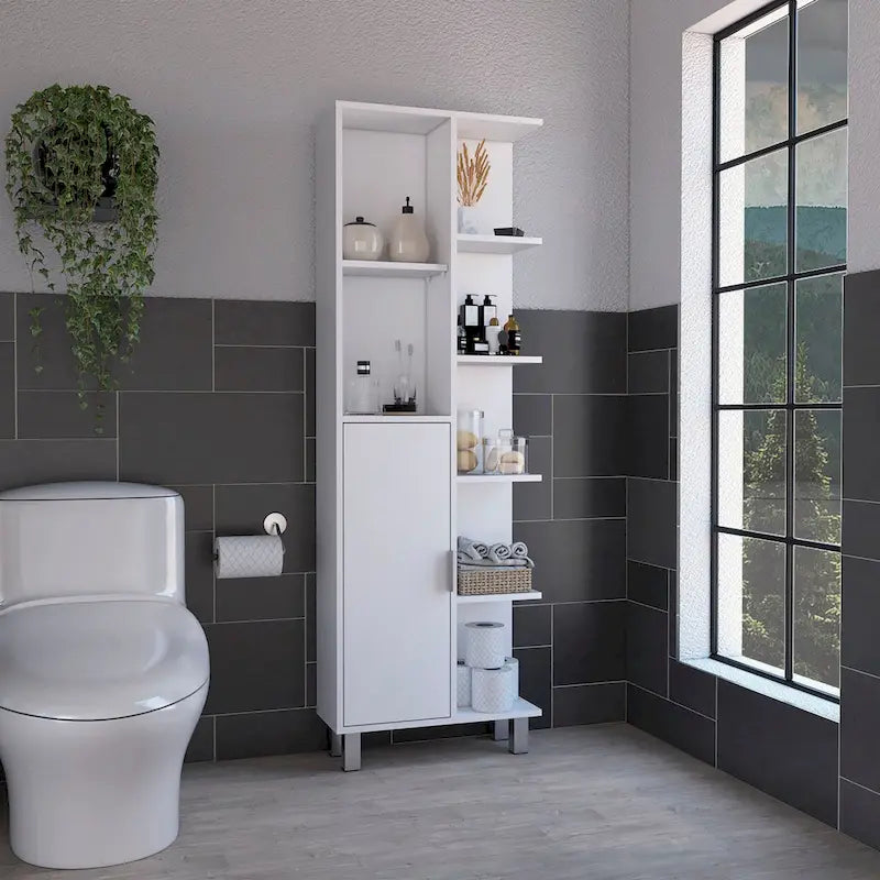 Meuble de salle de bain haut Crovie Linen de 63 pouces, rangement pour linge de maison