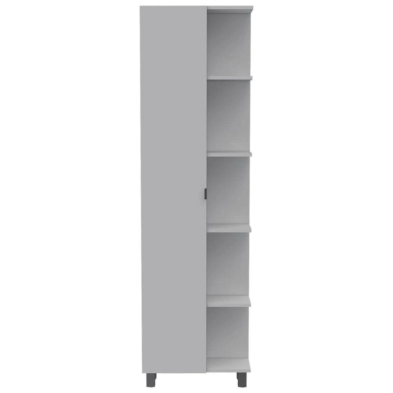Colonne de salle de bain Urano Corner, 5 étagères extérieures, 1 porte, 4 étagères intérieures - Blanc