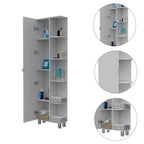Colonne de salle de bain Urano Corner, 5 étagères extérieures, 1 porte, 4 étagères intérieures - Blanc