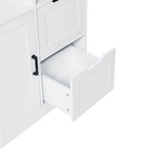 Meuble de rangement de salle de bain avec portes et tiroirs, multiples espaces de rangement, style autoportant, étagère ouverte, étagère réglable, blanc