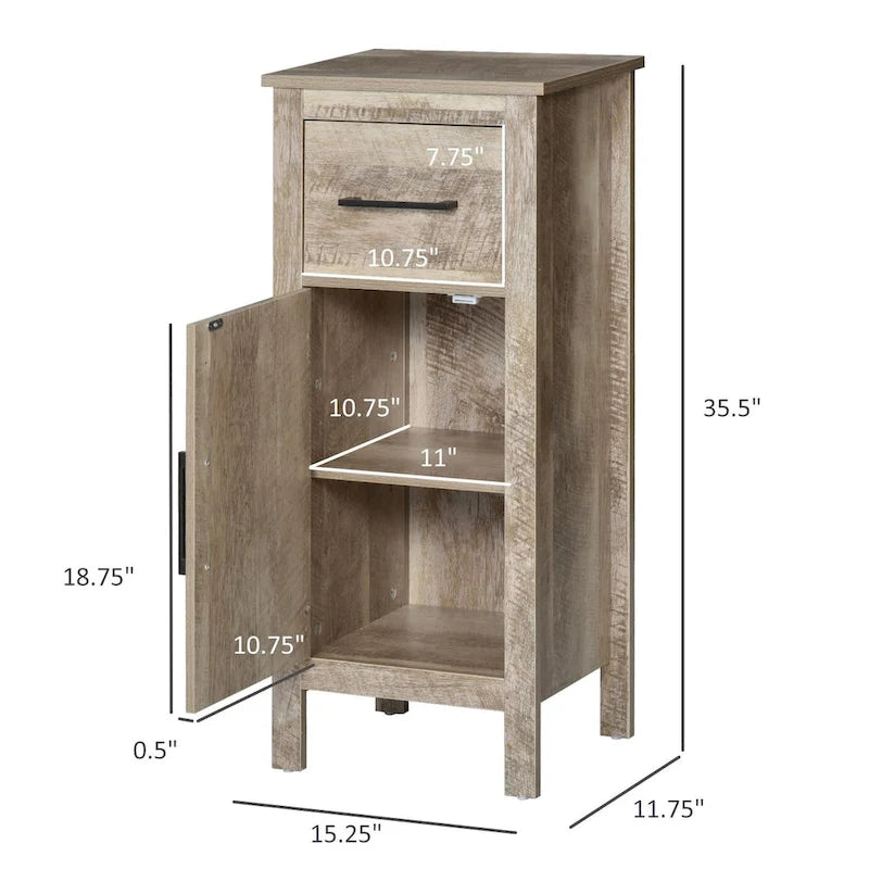 Meuble de salle de bain bas avec tiroir et étagère réglable