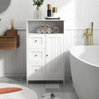 Meuble de rangement de salle de bain sur pied avec 3 tiroirs et 1 porte