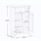 Meuble de rangement de salle de bain sur pied avec 3 tiroirs et 1 porte