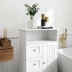 Meuble de rangement de salle de bain sur pied avec 3 tiroirs et 1 porte