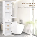 Meuble de rangement de salle de bain fin, Armoire de salle de bain haute, Tour de lin étroite avec porte en acrylique, tiroir et étagères
