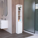 Meuble de rangement de salle de bain avec une porte, Colonne de salle de bain haute avec 6 étagères, pour salle de bain, salon, cuisine