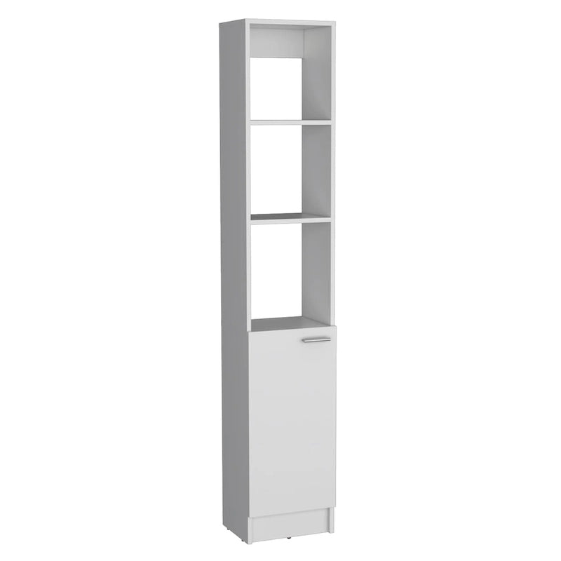 Meuble de rangement de salle de bain avec une porte, Colonne de salle de bain haute avec 6 étagères, pour salle de bain, salon, cuisine