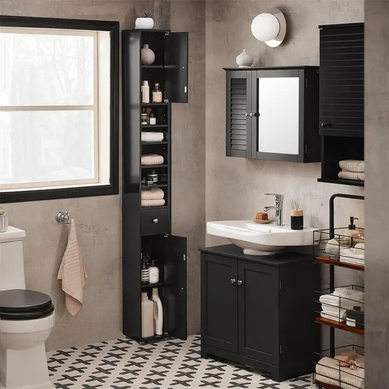Black Bathroom Tall Cabinet - 7.87D x 7.87W x 70.87H