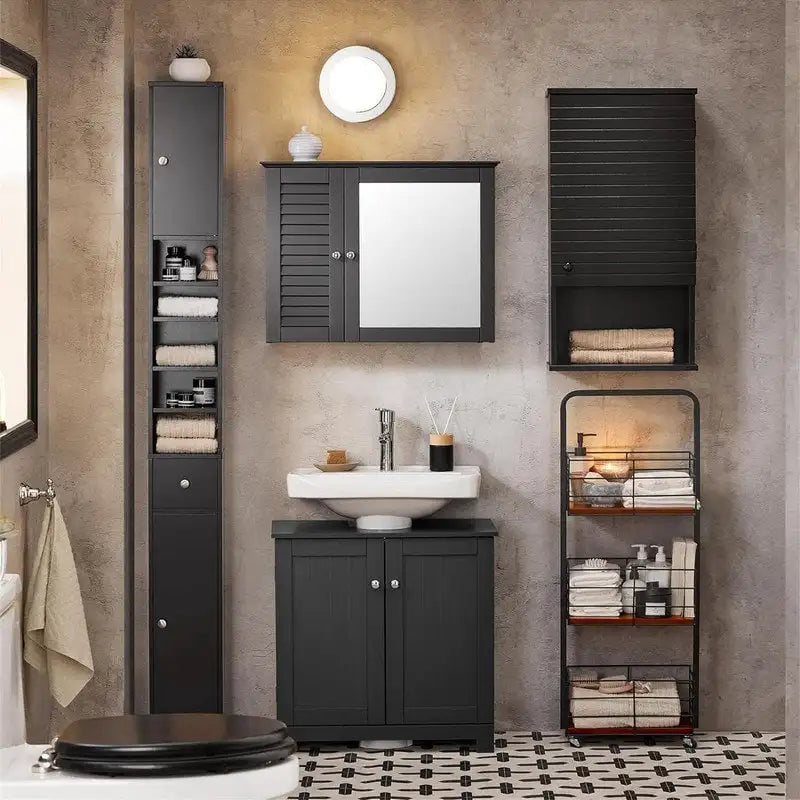 Meuble haut de salle de bain noir - 7,87P x 7,87L x 70,87H