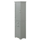 Meuble de rangement haut pour salle de bain, Armoire de rangement autonome avec deux tiroirs de tailles différentes et étagère réglable, Panneau MDF