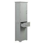 Meuble de rangement haut pour salle de bain, Armoire de rangement autonome avec deux tiroirs de tailles différentes et étagère réglable, Panneau MDF