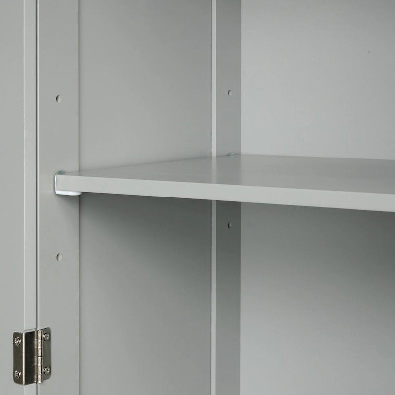 Meuble de rangement haut pour salle de bain, Armoire de rangement autonome avec deux tiroirs de tailles différentes et étagère réglable, Panneau MDF