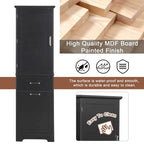 Meuble de rangement haut pour salle de bain, Armoire de rangement autonome avec deux tiroirs de tailles différentes et étagère réglable, Panneau MDF