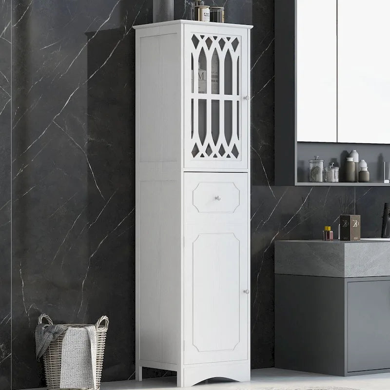 Meuble de salle de bain en bois 2 portes de 64 po avec tablettes ajustables