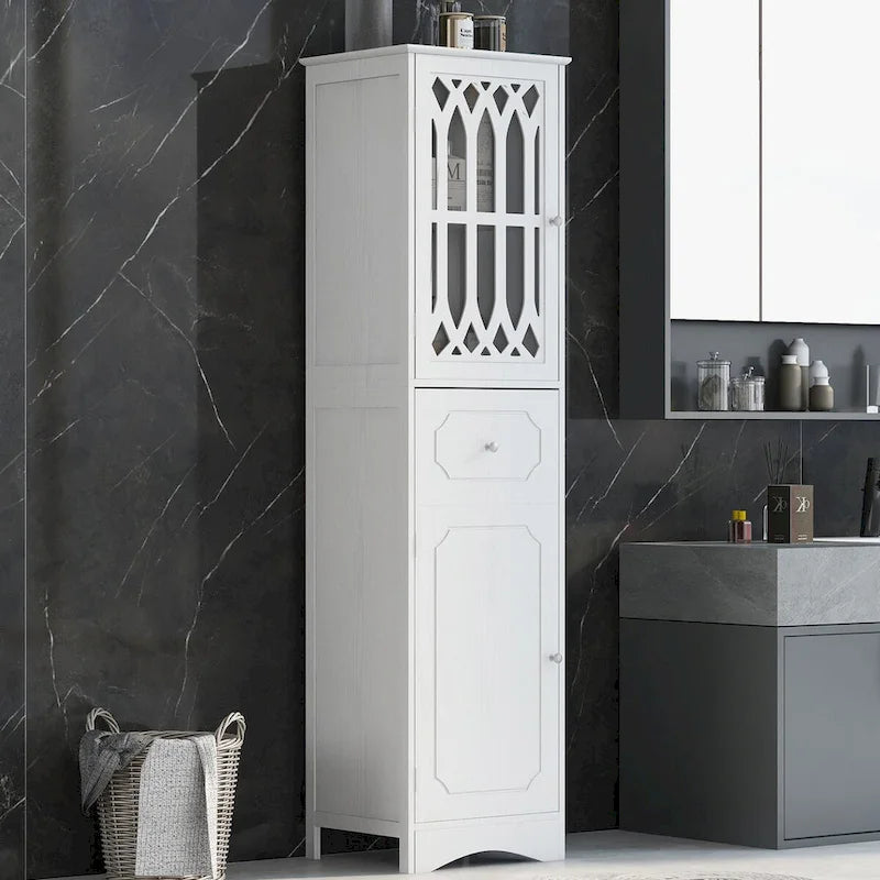 64 Wood 2-door Bathroom Cabinet with Adjustable Shelves