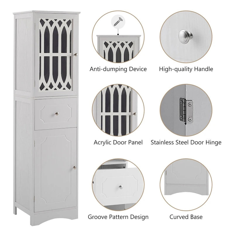 Meuble de salle de bain en bois 2 portes de 64 po avec tablettes ajustables
