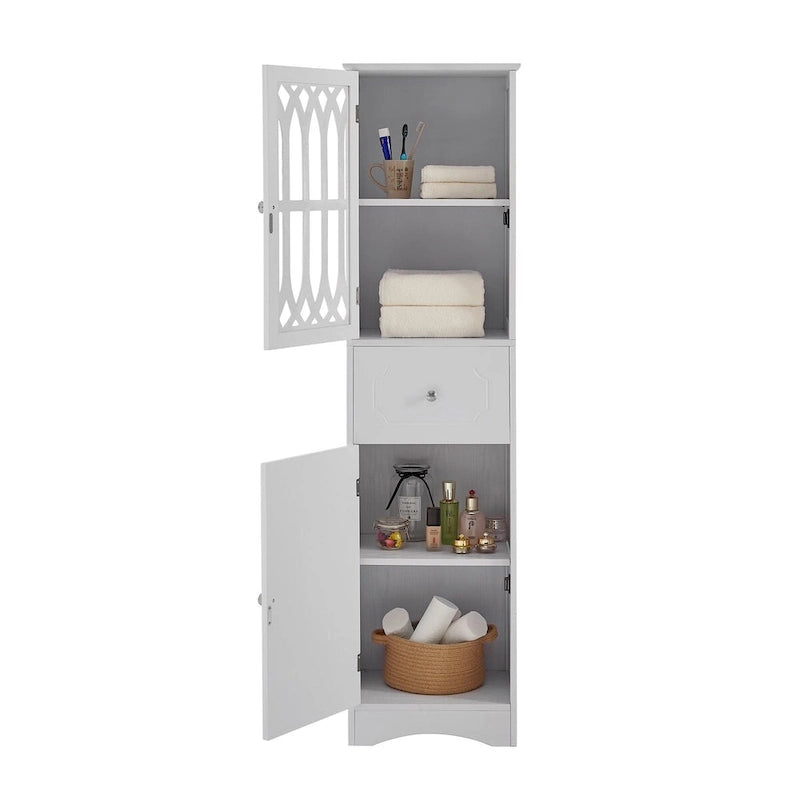 Meuble de salle de bain en bois 2 portes de 64 po avec tablettes ajustables