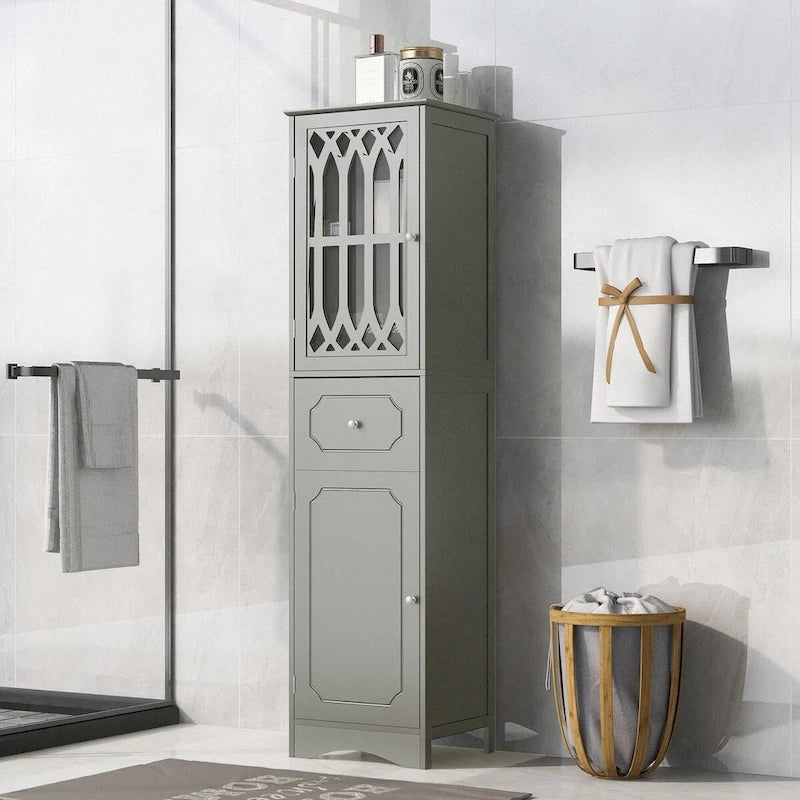 Meuble de salle de bain en bois 2 portes de 64 po avec tablettes ajustables