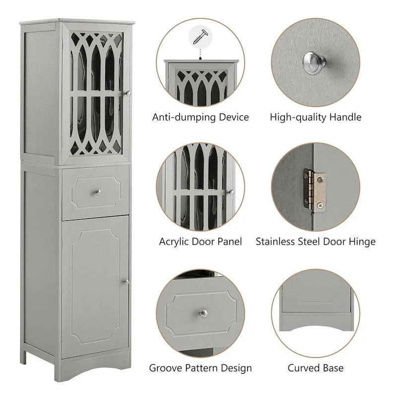 Meuble de salle de bain en bois 2 portes de 64 po avec tablettes ajustables