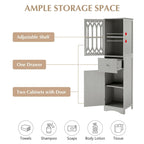 Meuble de salle de bain en bois 2 portes de 64 po avec tablettes ajustables