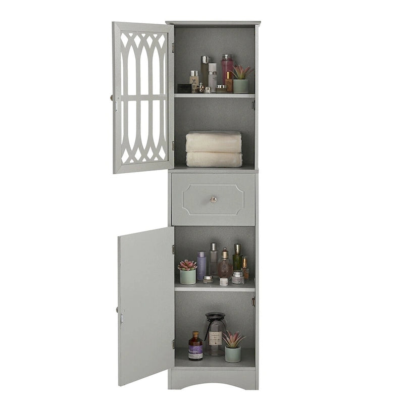 Meuble de salle de bain en bois 2 portes de 64 po avec tablettes ajustables