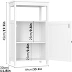 Meuble de rangement de salle de bain sur pied avec porte simple et étagère réglable
